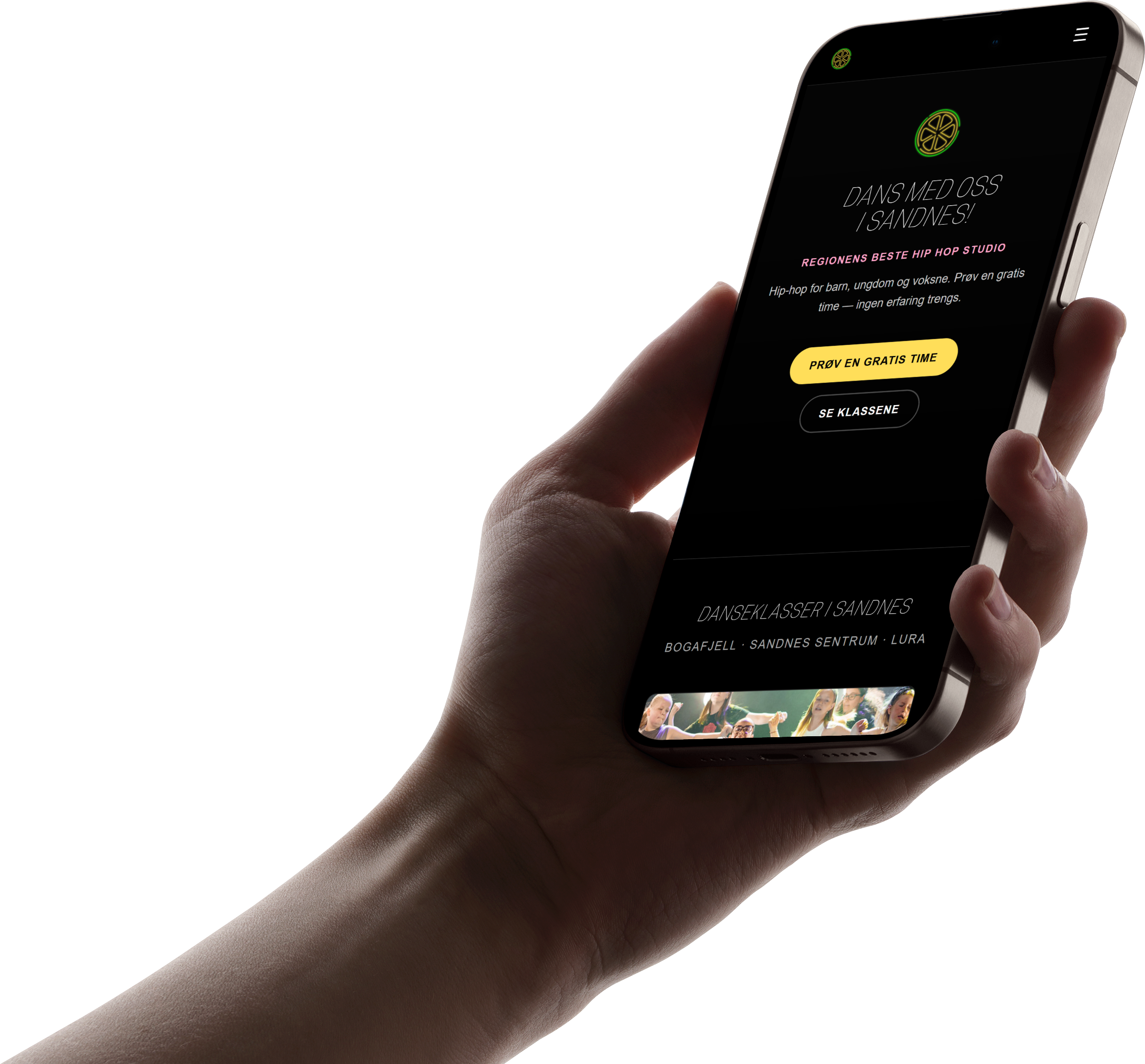 Core Dance Studio on mobile, held in hand