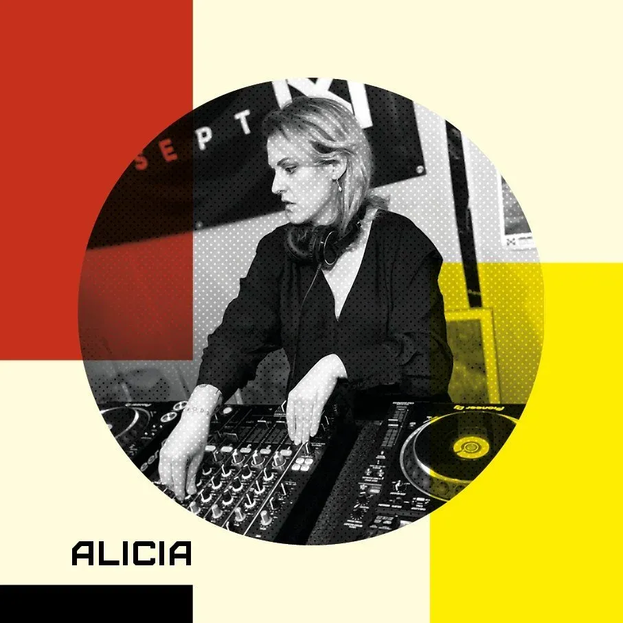 Artist card for ALICIA: a DJ at the mixer