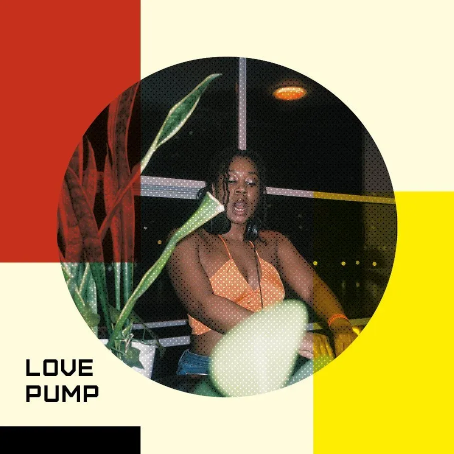 Artist card for LOVE PUMP: a DJ behind a plant
