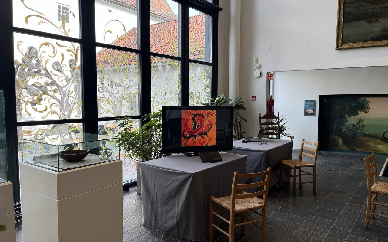 The Rosemaling AI installation at Norsk Folkemuseum