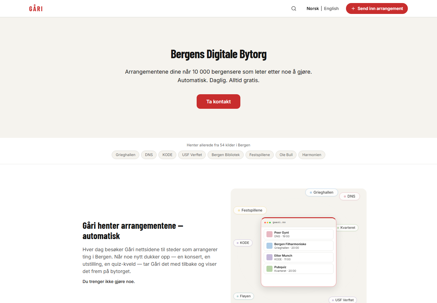 Gåri B2B — For arrangører