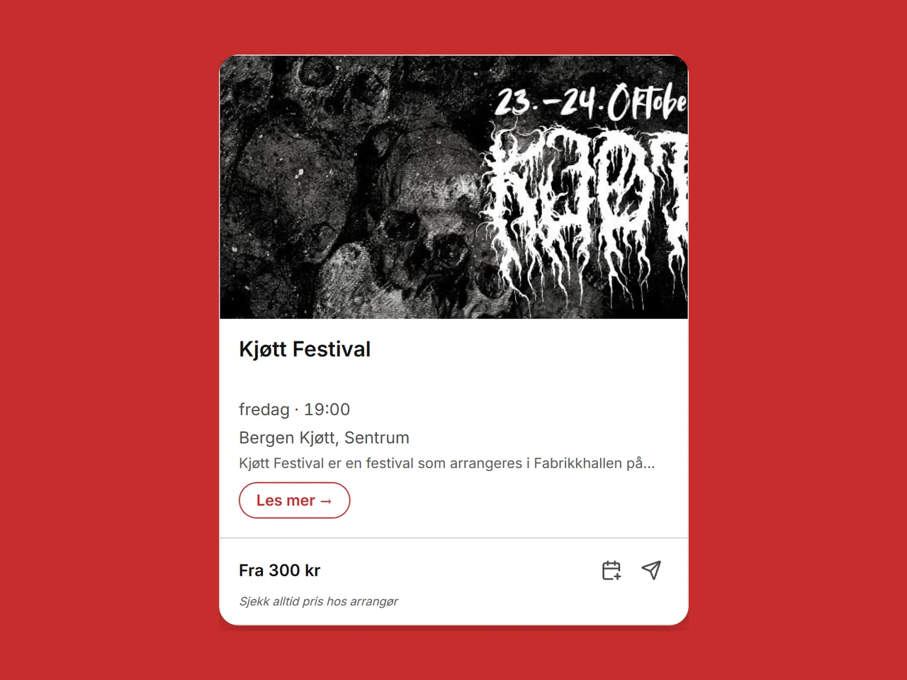 Gåri: an event card for Kjøtt Festival