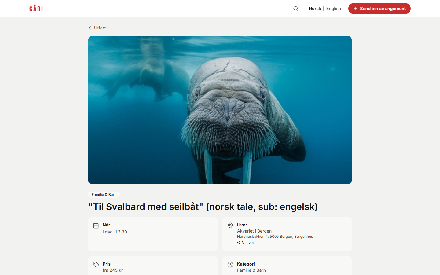 Gåri eventdetalj-side