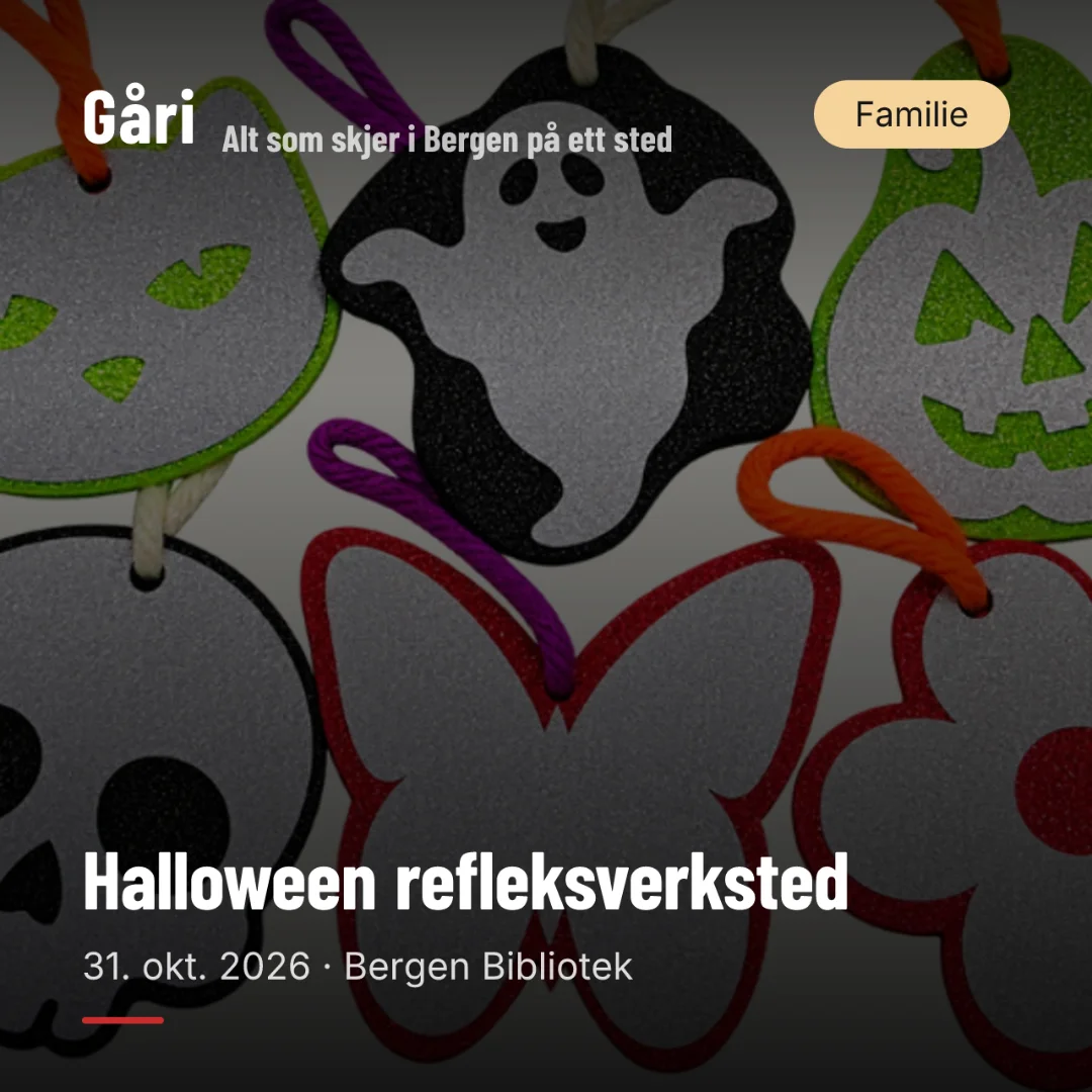 Gåri: Halloween workshop at Bergen Library, with reflective ghost and butterfly shapes