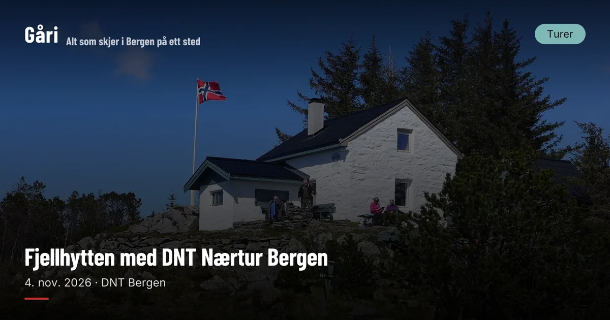 Link preview for a cabin stay with the Norwegian Trekking Association: a white house with a flag, with the title and date